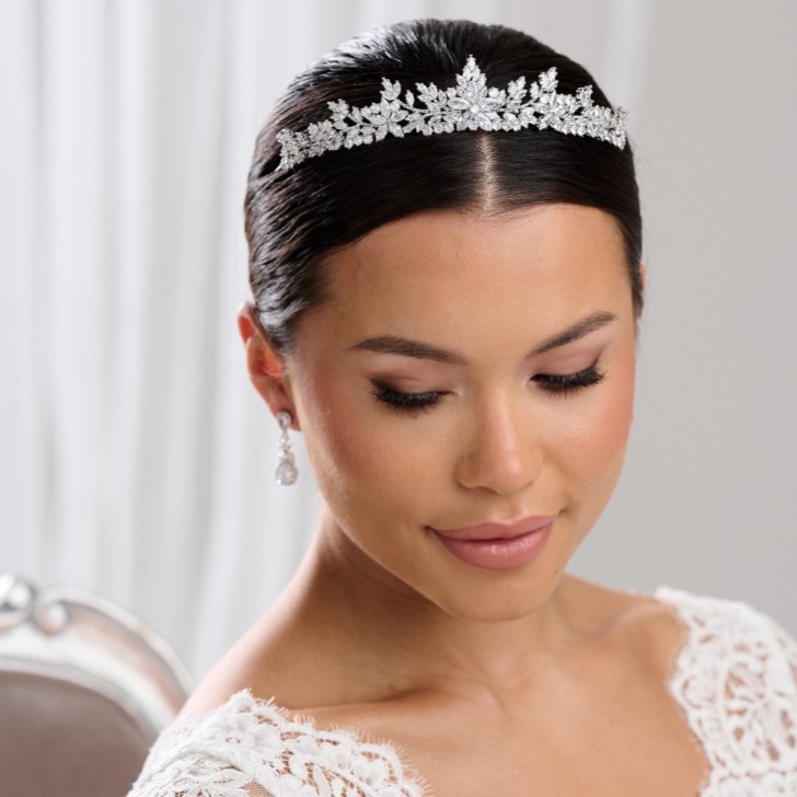 Tiara da sposa in argento con cristalli di zirconio Highgrove