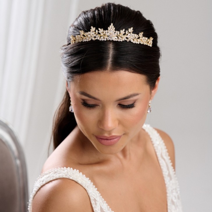 Tiara da sposa in oro con cristalli di zirconia Highgrove