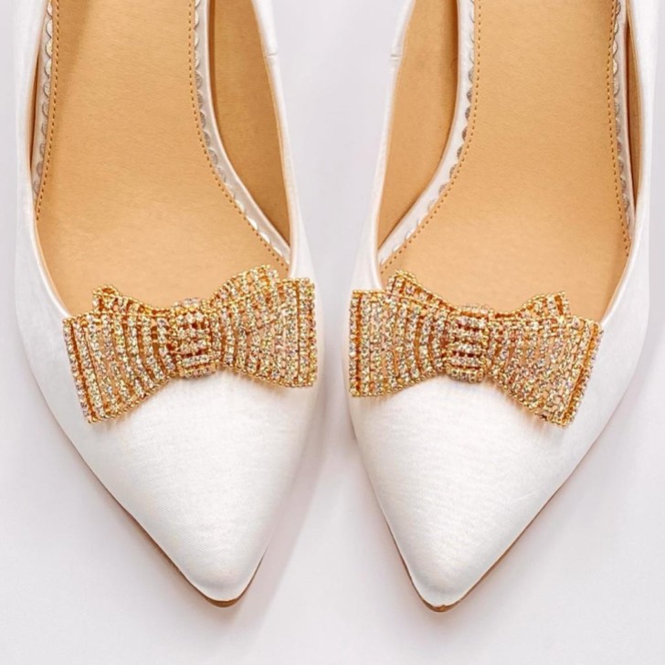 Tiffany Gold Diamante Bogen Schuh Clips