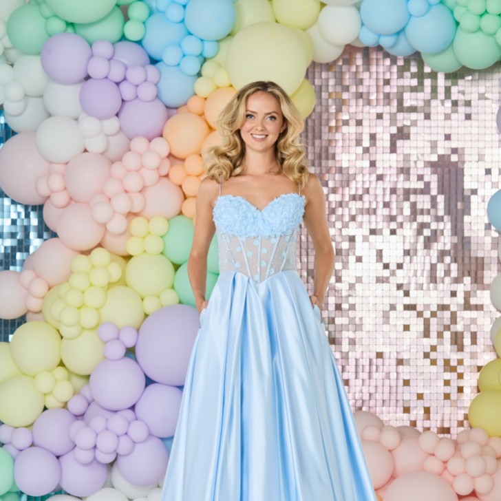 Tiffanys Kaylee Light Blue Prom Dress
