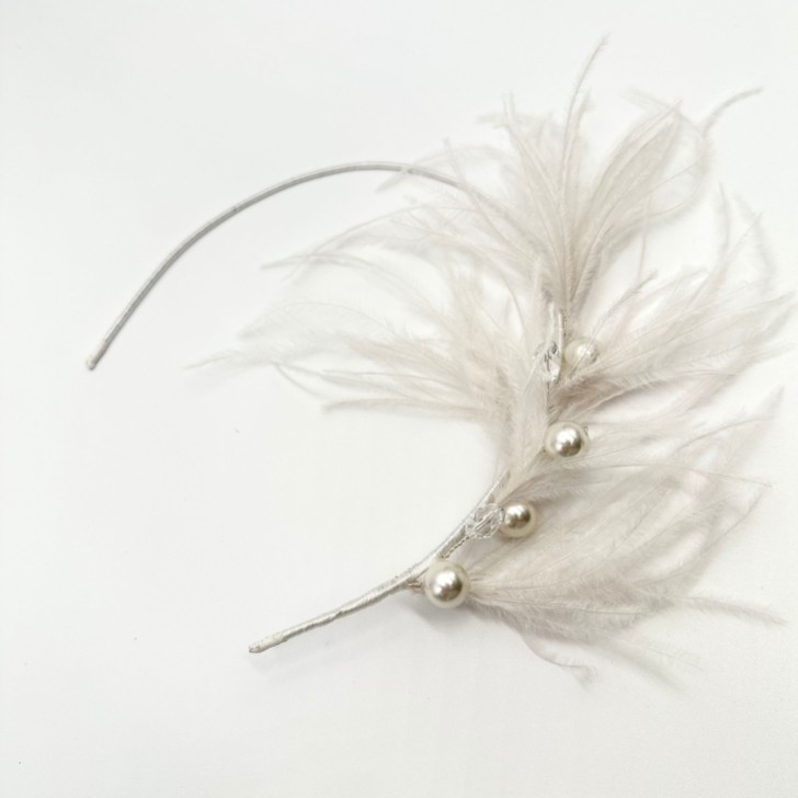 Vauderville Ivory Vintage Feather Headband