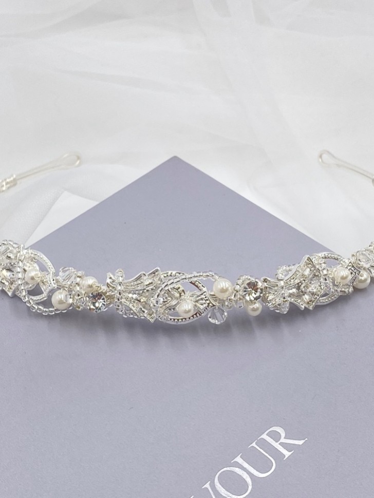 Beatrice Vintage Inspired Beaded and Pearl Headband