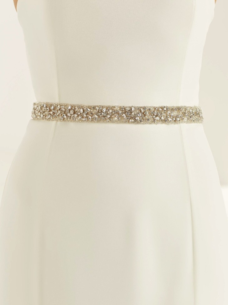 Ceinture de robe de mariée en cristal étincelant Bianco