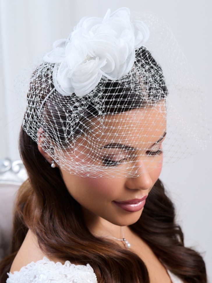 Felicity Ivory Floral Birdcage Veil (voile de cage à oiseaux)