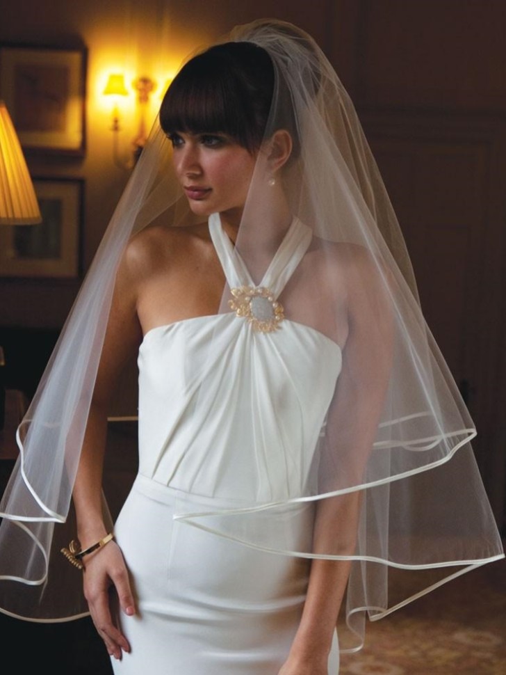 Grenada Two Tier Narrow Satin Edge Veil