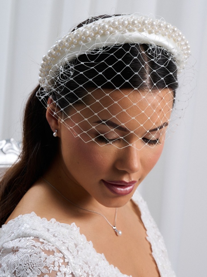 London Ivory Chunky Pearl Birdcage Headband