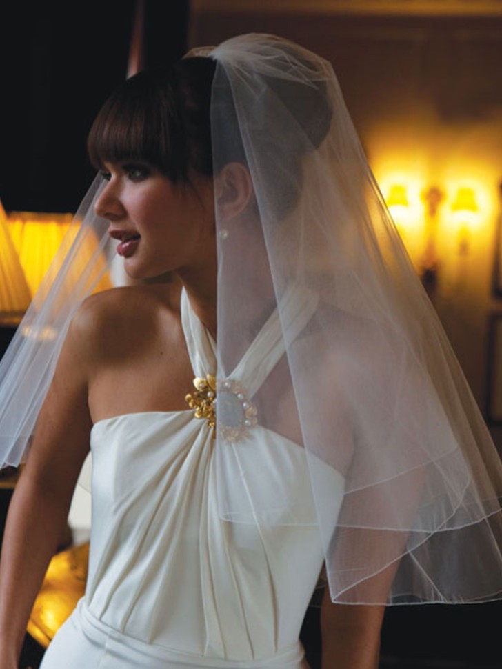 Maine Two Tier Tulle Veil with Pencil Edge