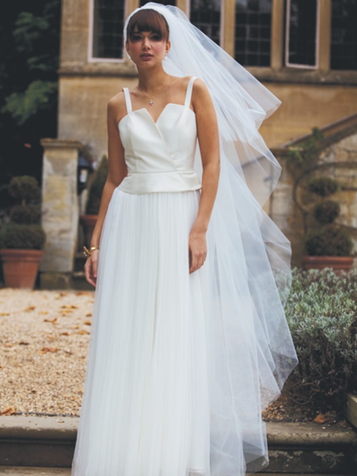 Phoenix Two Tier Plain Tulle Veil with Raw Edge