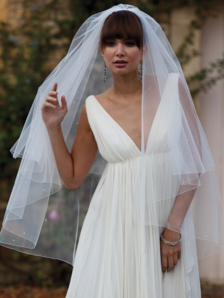 Sahara Two Tier Diamante Veil with Pencil Edge