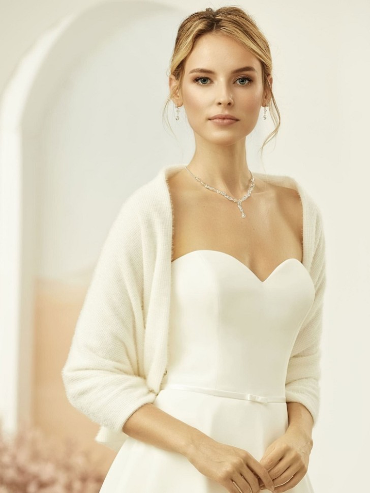 Scialle da sposa Bianco Avorio effetto cashmere E318