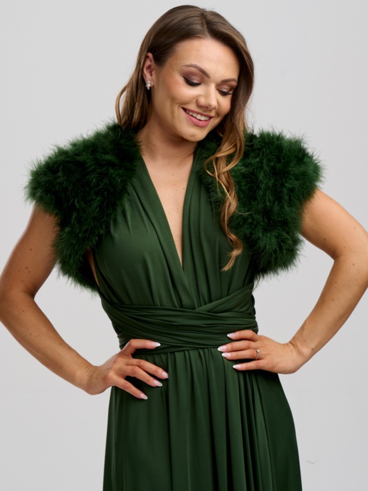 Sophia Bolero di piume verde oliva