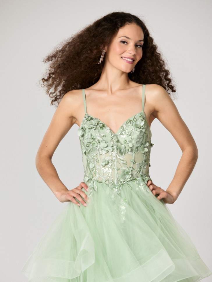 Tiffanys Dream Robe de bal de fin d'année vert sauge TFY
