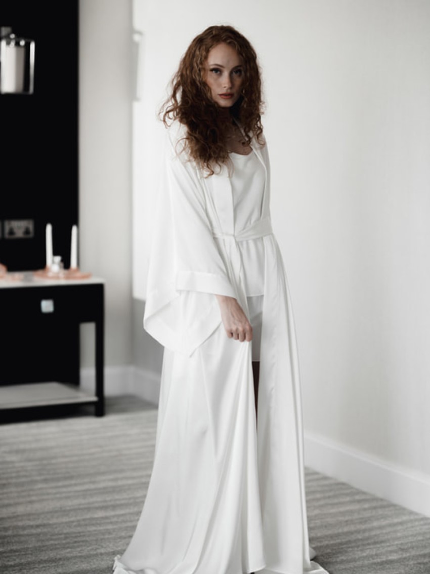 Photograph: Arianna Beatrix Long Satin Bridal Robe (Porcelain)