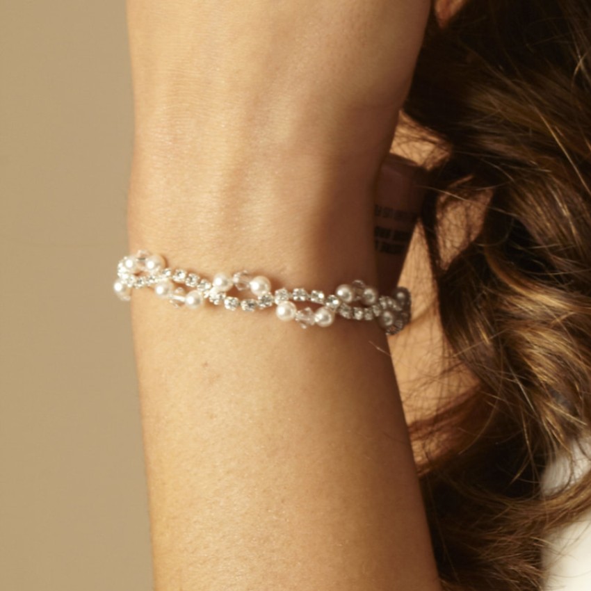 Photograph: Arianna Bracelet de mariage en perles et diamants ARW093