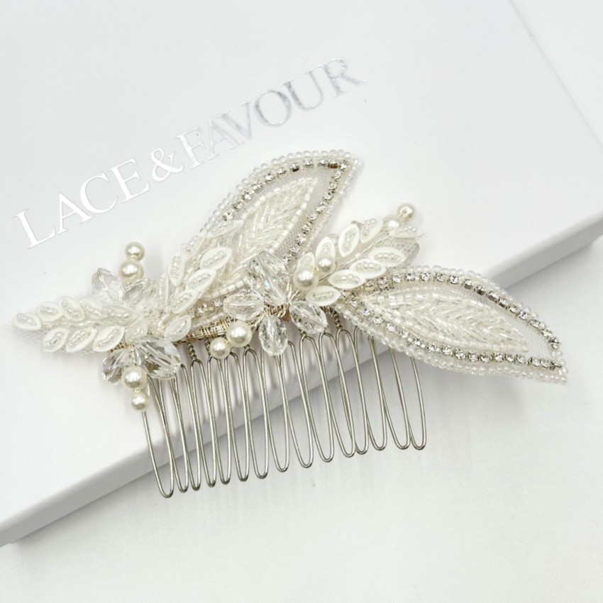 Fotograf: Astoria Vintage Inspired Beaded Leaves Asymmetric Comb