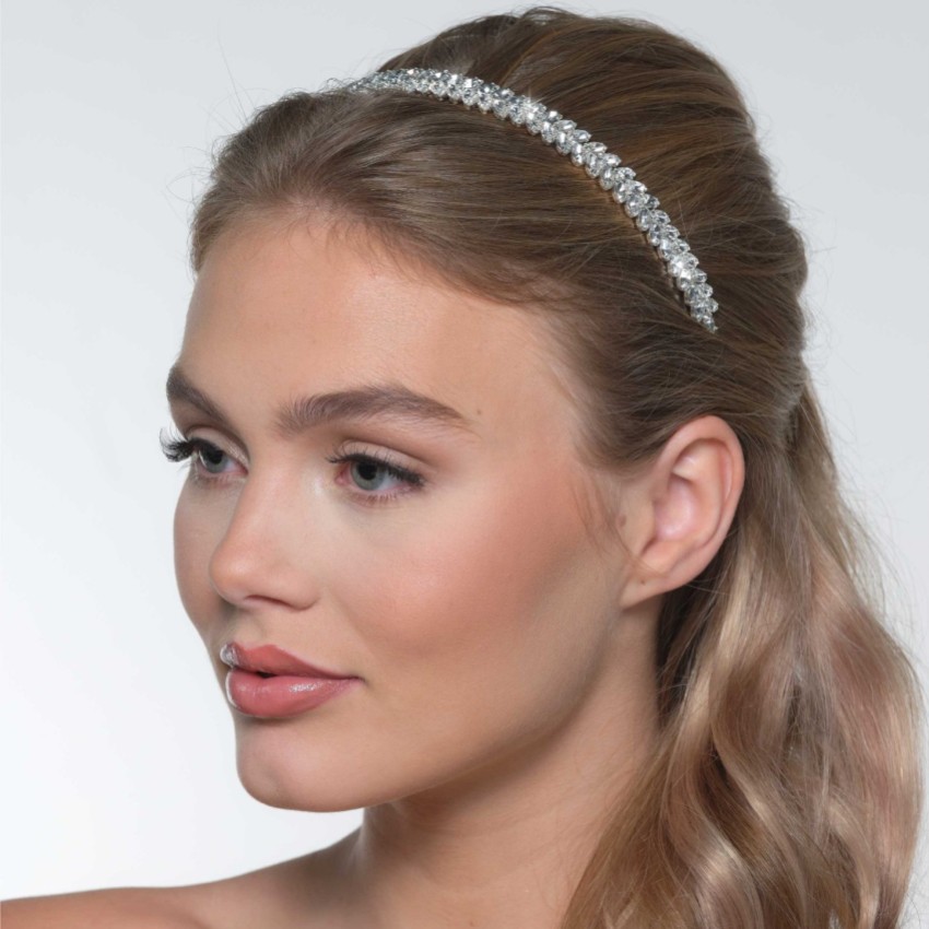 Photograph: Aura Silver Sparkly Crystal Headband