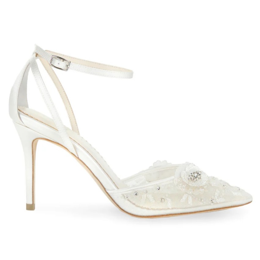 Photograph: Bella Belle Norah Ivory Floral High Heel Ankle Strap Bridal Shoes