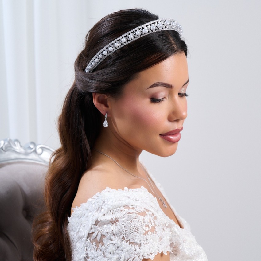 Fotograf: Bellagio Vintage inspirierte Perle und Kristall Brautkopfstück