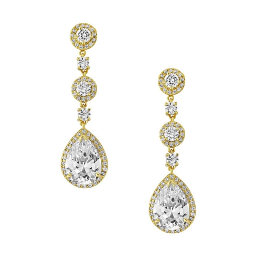 Photograph: Boucles d'oreilles mariage chandelier éternel en cristal (or)