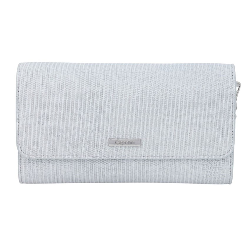 Photograph: Capollini Pochette en cuir nubuck rayé argenté