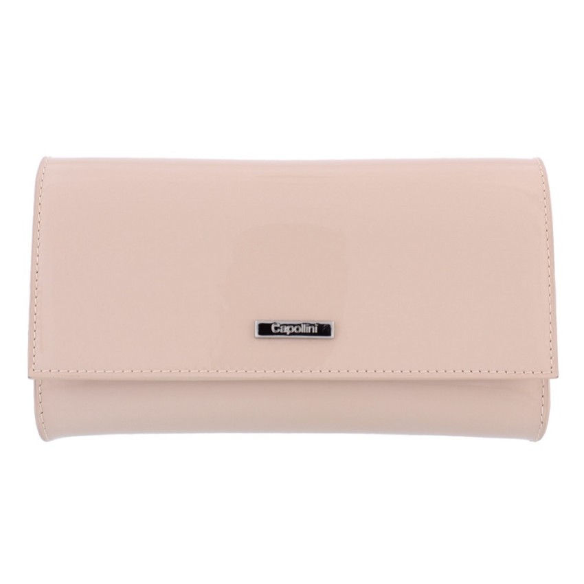 Photograph: Capollini Pochette en cuir verni rose nude