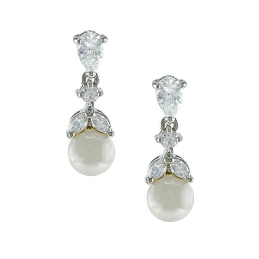 Photograph: Elegance Crystal and Pearl Wedding Earrings