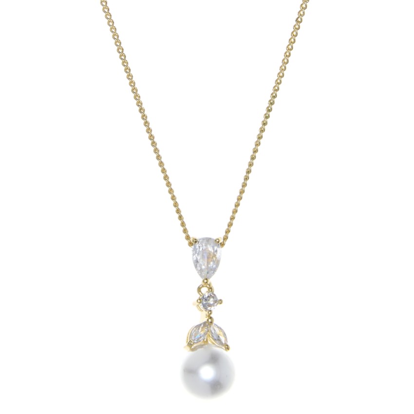 Photograph: Elegance Gold Crystal and Pearl Wedding Pendant Necklace