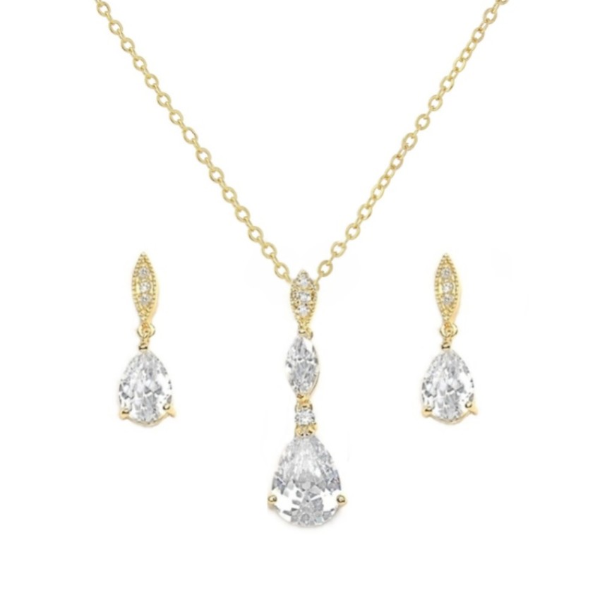 Photograph: Ellie Gold Cubic Zirconia Crystal Wedding Jewelry Set