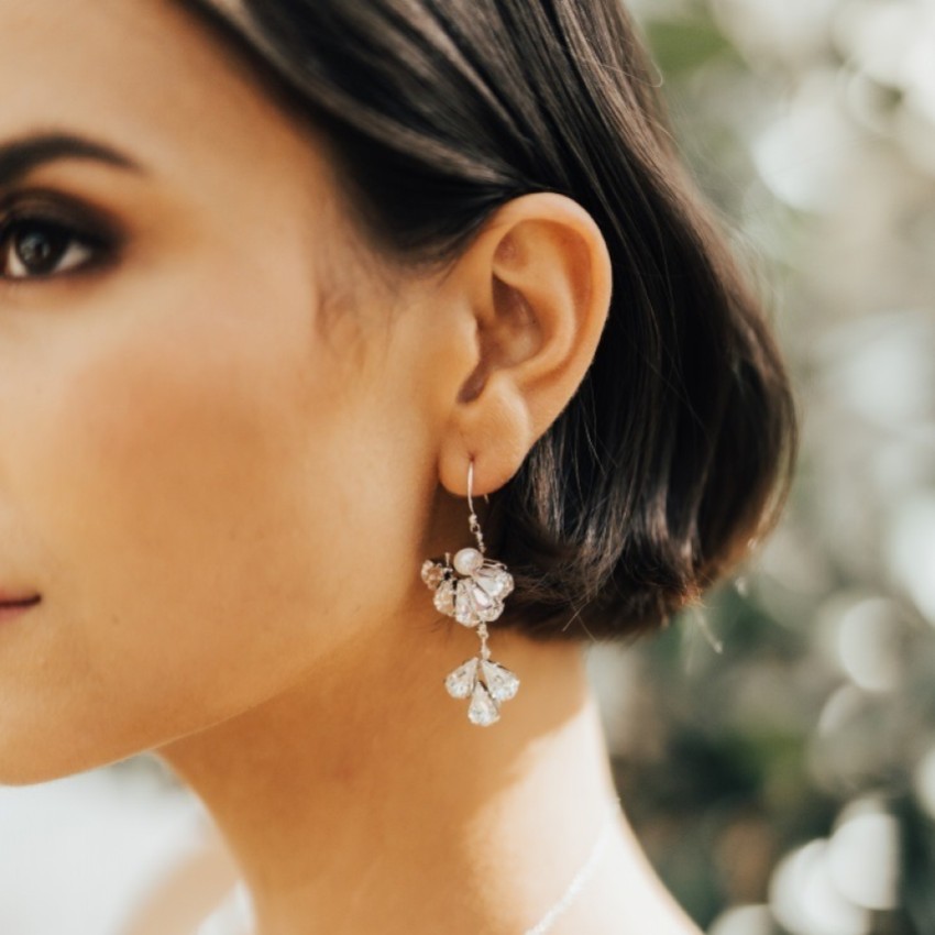 Photograph: Hermione Harbutt Paris Swarovski Crystal Fan Drop Earrings