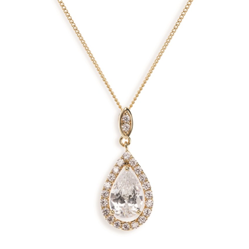 Photograph: Ivory and Co Belmont Crystal Pendant Necklace (Gold)