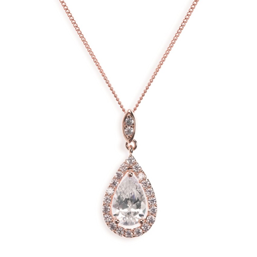 Photograph: Ivory and Co Belmont Crystal Pendant Necklace (Rose Gold)