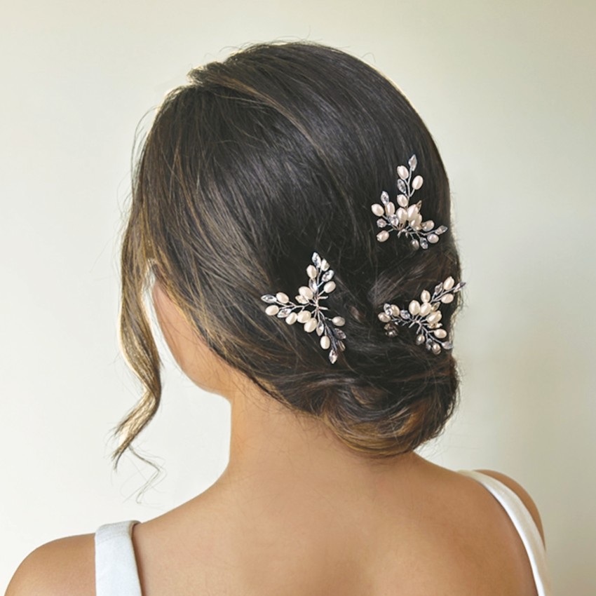 Photograph: Ivory and Co Cosmos Silver Crystal and Pearl Hair Pin Set