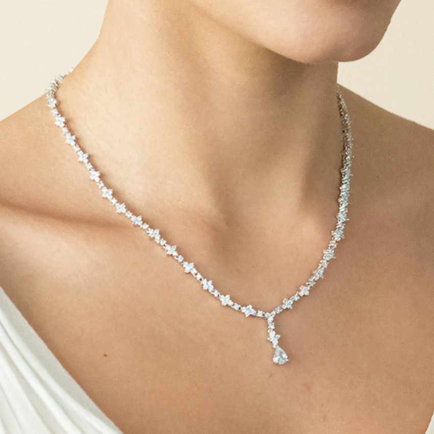 Photograph: Ivory and Co Kensington Cubic Zirconia Wedding Necklace