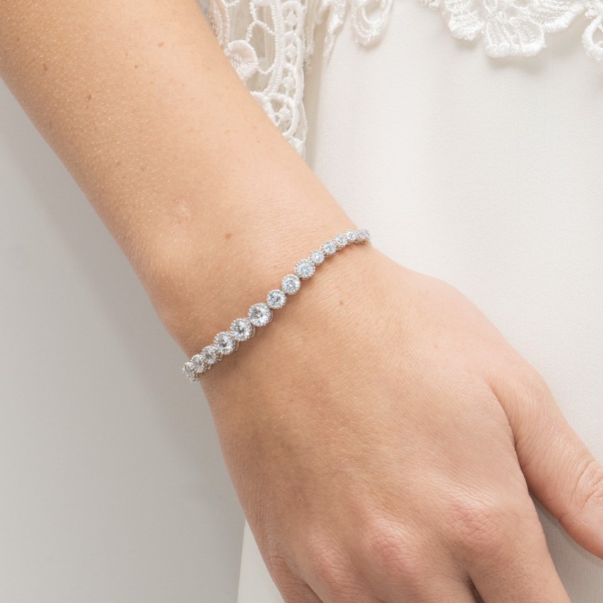 Photograph: Ivory and Co Marseille Silver Graduating Crystal Toggle Bracelet