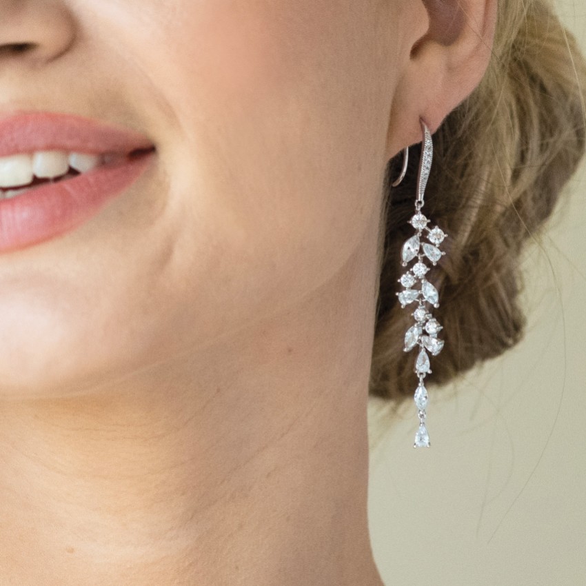 Photograph: Ivory and Co Sandringham Silver Statement Crystal Cluster Drop Earrings