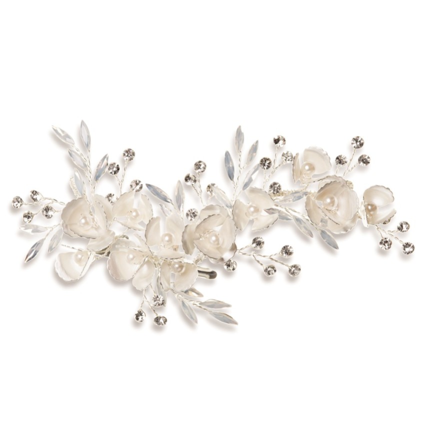 Fotograf: Ivory and Co Vergissmeinnicht emaillierte Blüten und Opalkristall Haarspange
