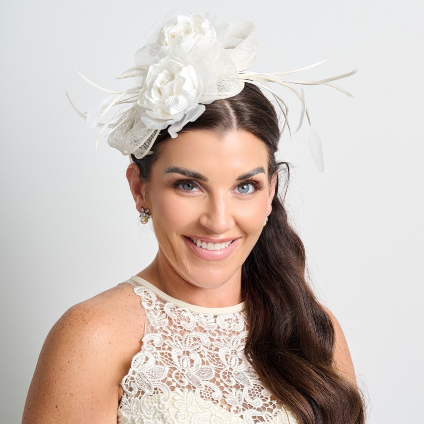 Photograph: Ivory Floral Feather Wedding Fascinator