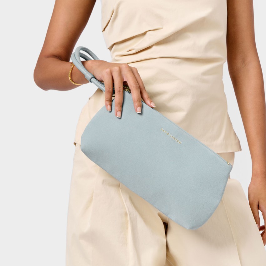 Photograph: Katie Loxton Asha Blue Mist Suedette Wristlet Bag