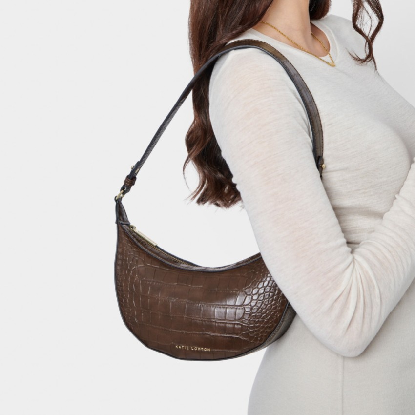 Fotograf: Katie Loxton Marni Chocolate Brown Faux Croc Small Shoulder Bag