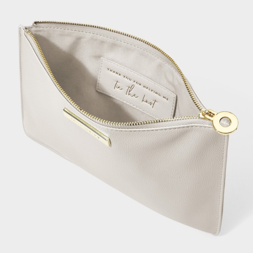 Photograph: Katie Loxton pochette grise avec cristal de roche 'Thank You For Helping Me Tie The Knot