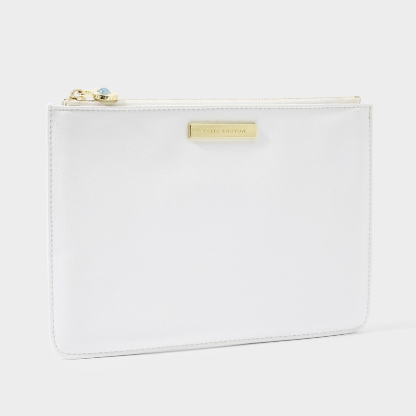 Photograph: Katie Loxton 'Something Blue For When You Say I Do' White Pouch with Aqua