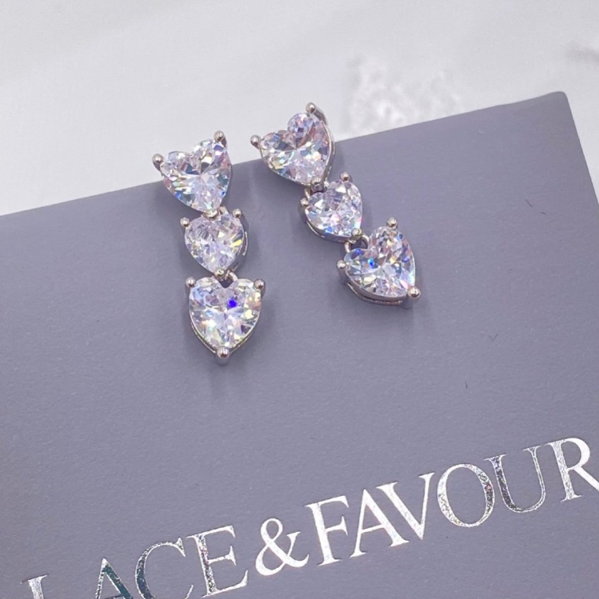 Photograph: Langham CZ Crystal Hearts Wedding Earrings