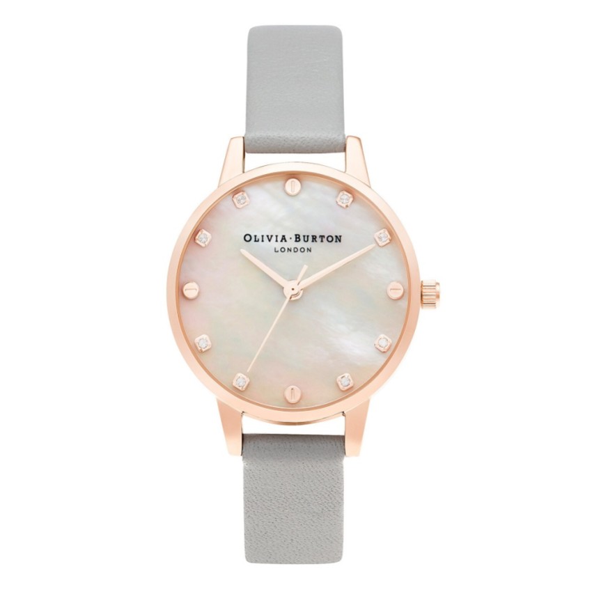 Photograph: Olivia Burton 30mm Rose Gold and Gray Leather Strap Watch