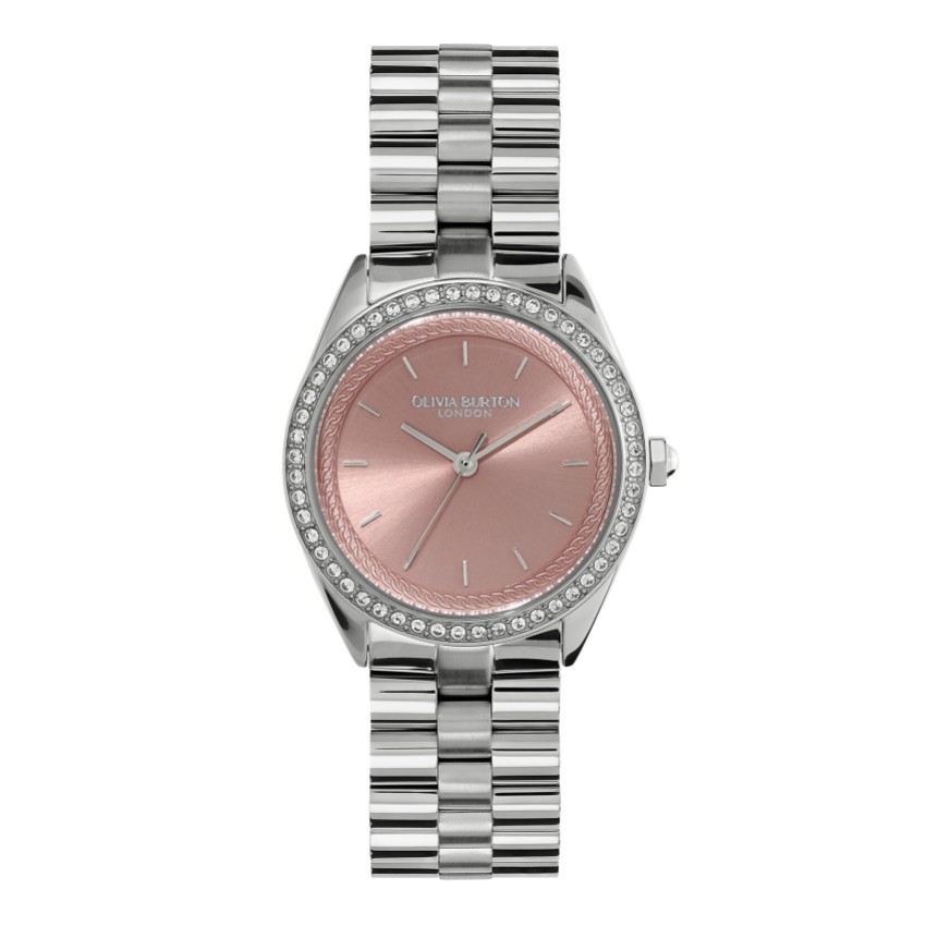 Photograph: Olivia Burton Bejewelled 34mm Mellow Rose and Silver Bracelet Watch