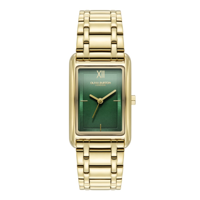 Photograph: Olivia Burton Grove 23mm Forest Green and Gold Bracelet Watch