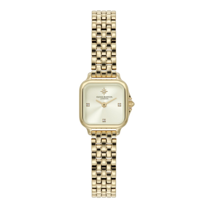 Fotograf: Olivia Burton Mini Grosvenor 20mm Armbanduhr in Elfenbein und Gold