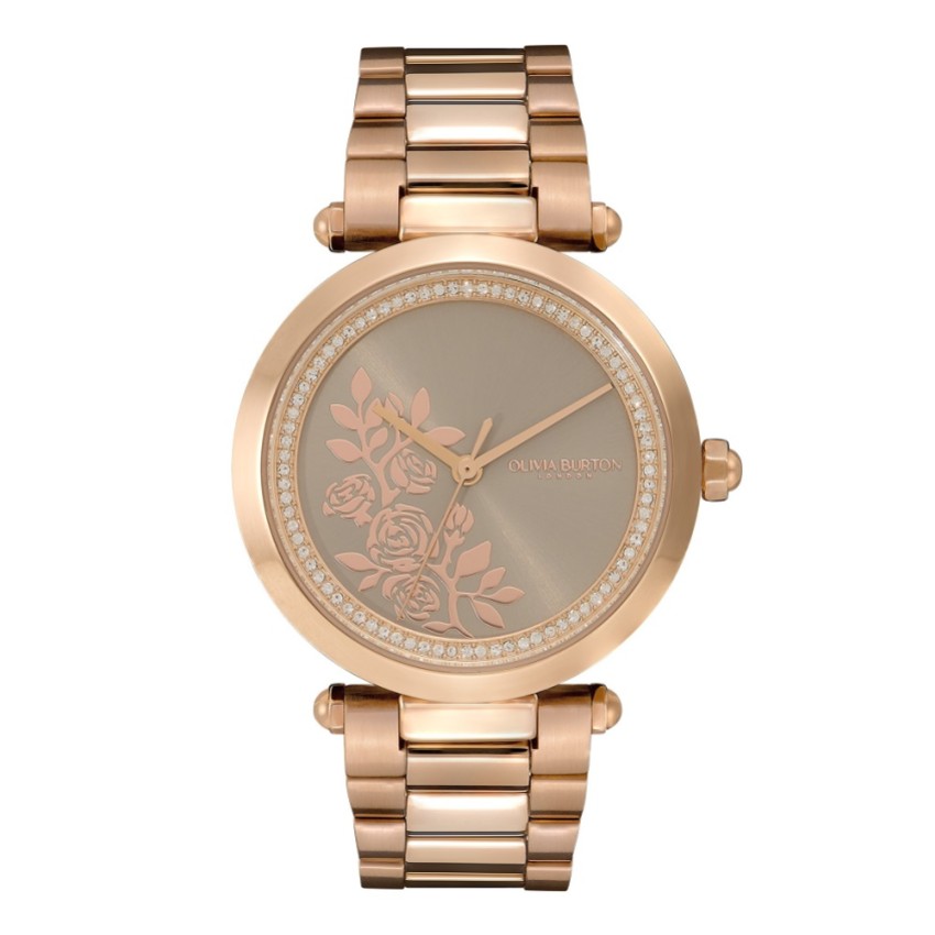 Photograph: Olivia Burton Montre-bracelet Floral 34 mm en or rose avec détails en cristal