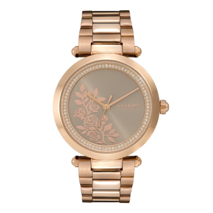 Fotografia: Olivia Burton Orologio floreale con bracciale in oro rosa da 34 mm e dettagli in cristallo