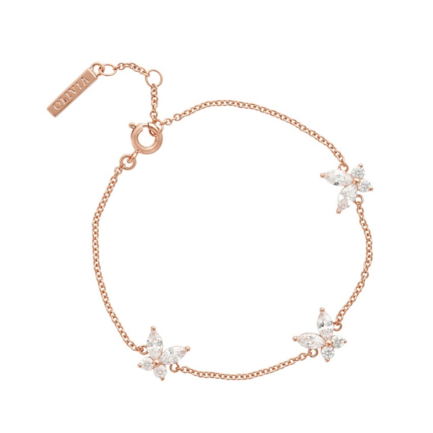Photograph: Olivia Burton Rose Gold Sparkly Butterfly Chain Bracelet