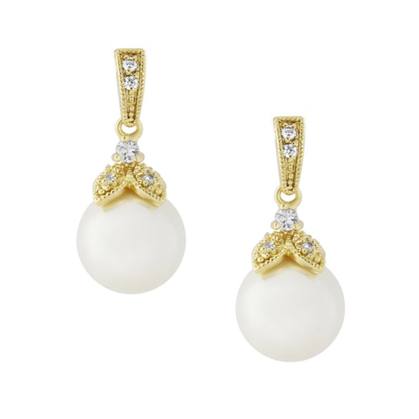 Photograph: Opulence Pearl Wedding Earrings (Gold)